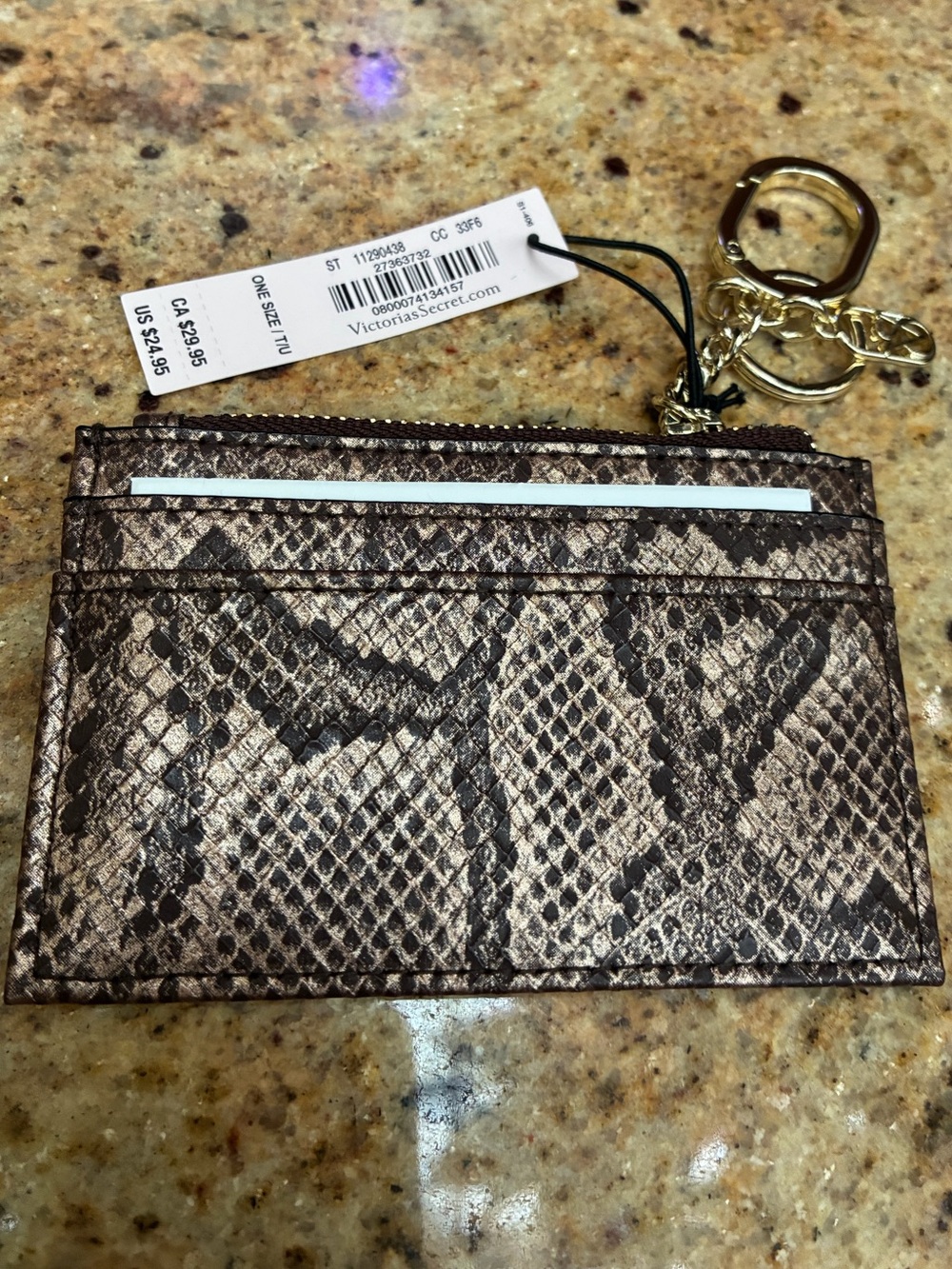 Victoria's Secret Metallic Snake-Print Card & Key Holder bag charm NWT